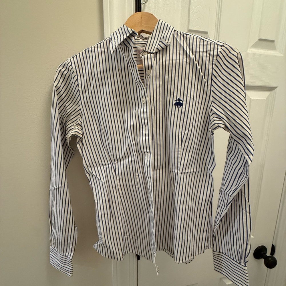 Brooks Brothers Navy and White Striped Shirt